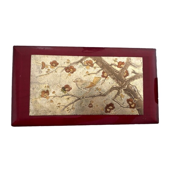 Vintage Westland Co Bird Fur Elise Music Red Jewelry Box Japan Working - Picture 2 of 15